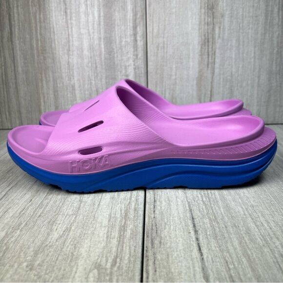Hoka One One Ora Recovery Slide 3 Purple Blue Slide Comfort Shoe Mens Size 12 13 - Picture 1 of 11